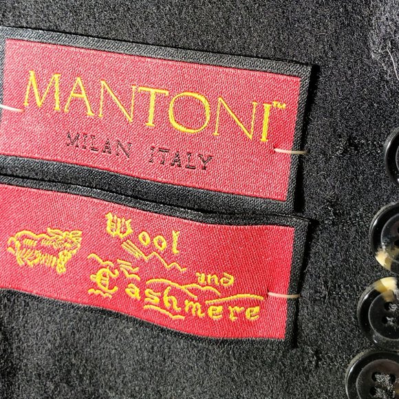 Mantoni NWT- 42R Black-Wool/Cashmere Car Coat 3/4 - Picture 11 of 16